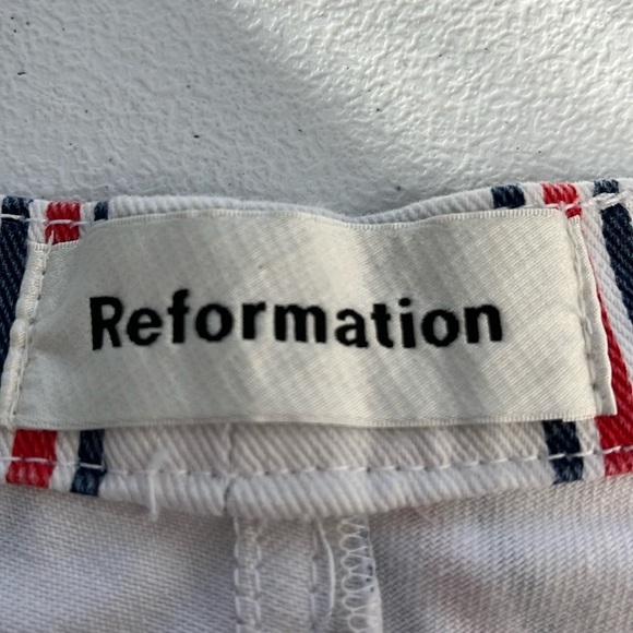 Reformation Jeans Roper Grenada Stripe Crop High Rise Slim Straight Leg Denim 27 - Picture 7 of 12